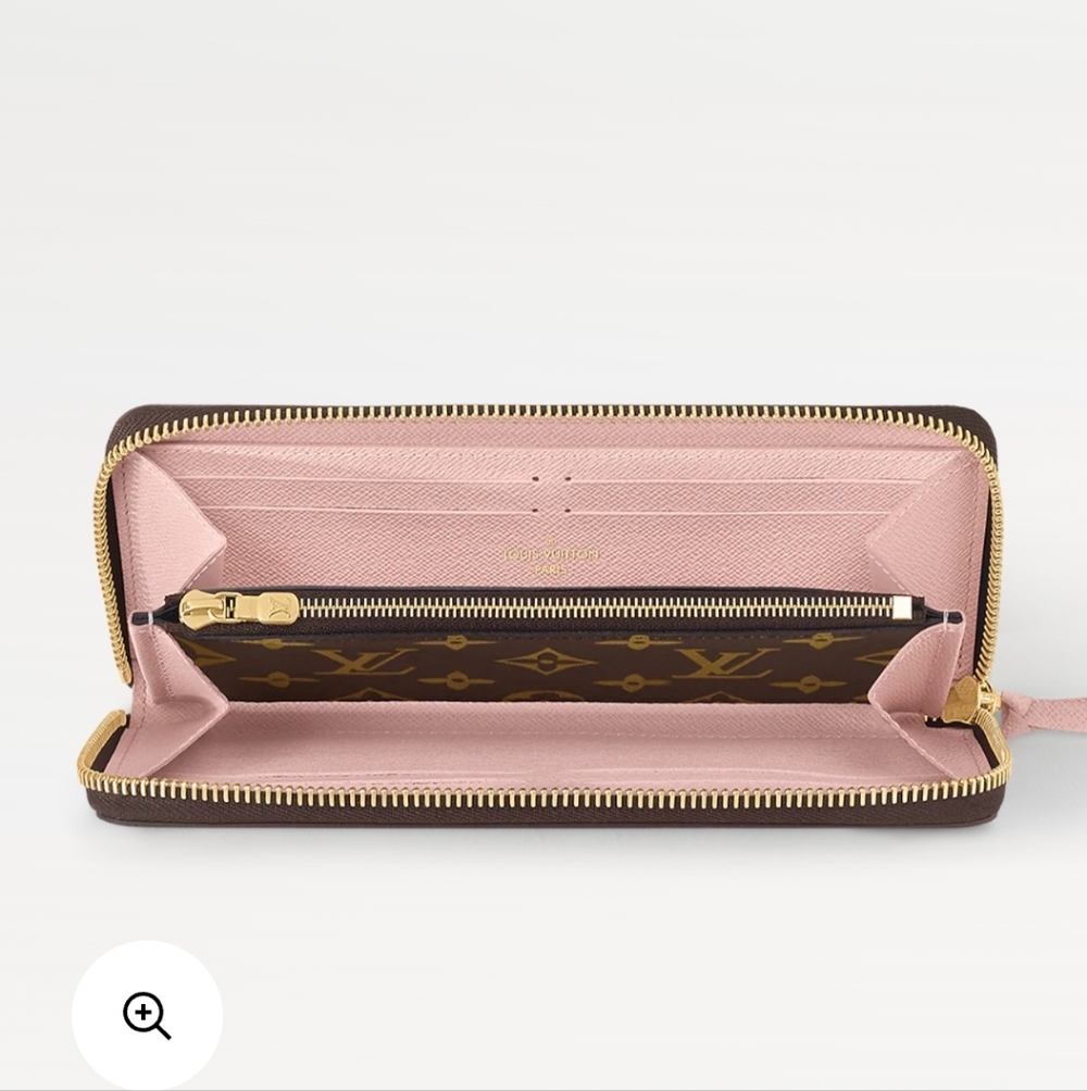 NWOT Louis Vuitton Clemence LV Logo Leather Wallet ROSE PINK BALLERINE INTERIOR
